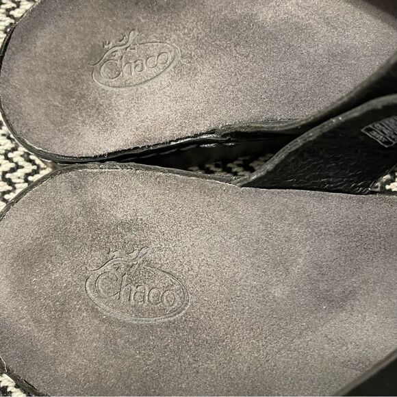 Chaco Women’s Wayfarer Slide Sandal Black Leather Sz-6 - Picture 2 of 6